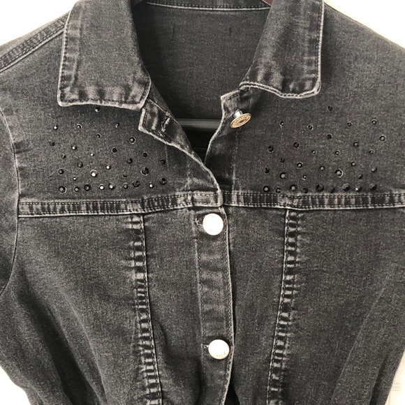 Girls Black Denim Jacket - Picture 2 of 9